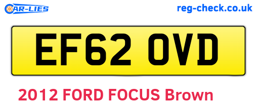 EF62OVD are the vehicle registration plates.