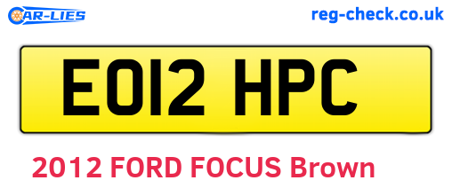 EO12HPC are the vehicle registration plates.