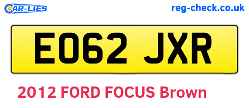 EO62JXR are the vehicle registration plates.