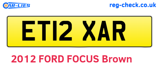 ET12XAR are the vehicle registration plates.