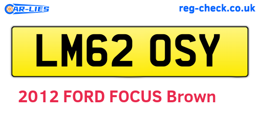 LM62OSY are the vehicle registration plates.