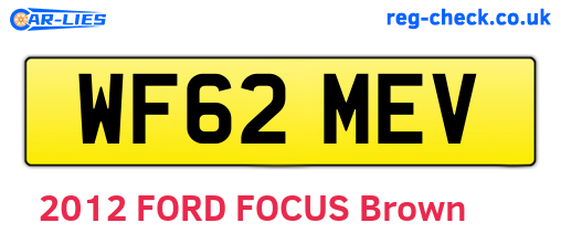 WF62MEV are the vehicle registration plates.