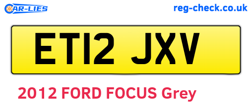 ET12JXV are the vehicle registration plates.