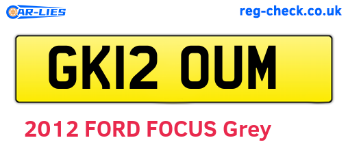 GK12OUM are the vehicle registration plates.