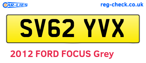 SV62YVX are the vehicle registration plates.