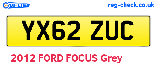 YX62ZUC are the vehicle registration plates.