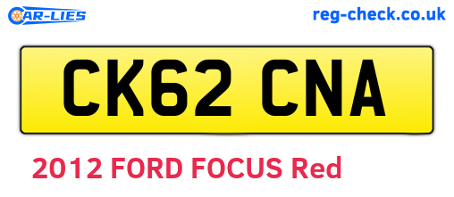 CK62CNA are the vehicle registration plates.