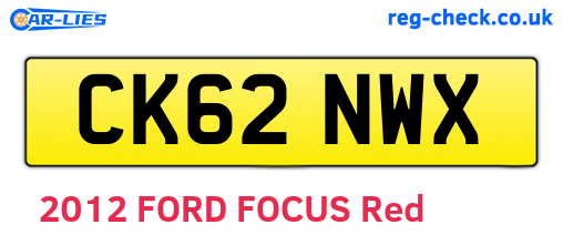 CK62NWX are the vehicle registration plates.