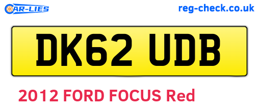 DK62UDB are the vehicle registration plates.