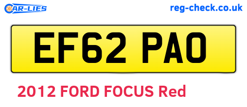 EF62PAO are the vehicle registration plates.