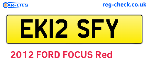 EK12SFY are the vehicle registration plates.