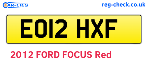 EO12HXF are the vehicle registration plates.