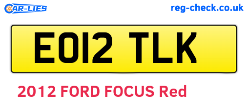 EO12TLK are the vehicle registration plates.