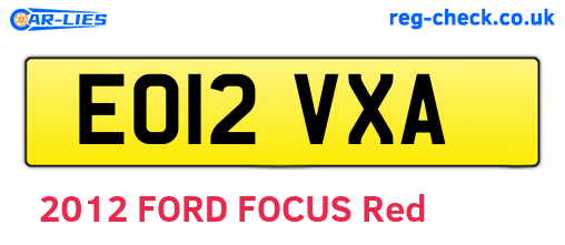 EO12VXA are the vehicle registration plates.