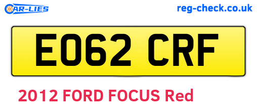 EO62CRF are the vehicle registration plates.