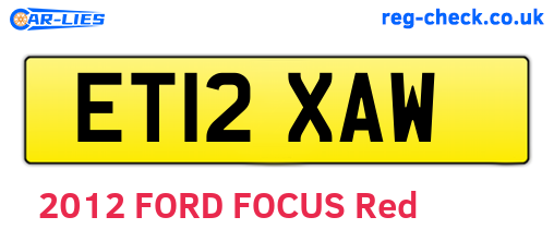 ET12XAW are the vehicle registration plates.