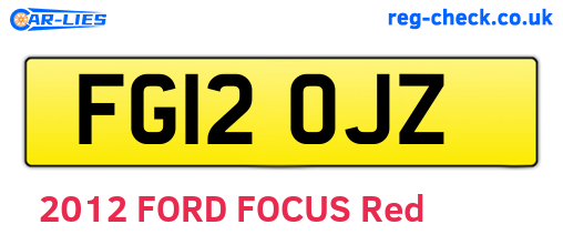 FG12OJZ are the vehicle registration plates.