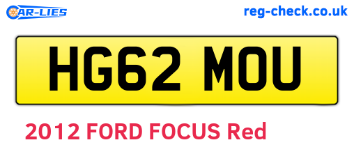 HG62MOU are the vehicle registration plates.