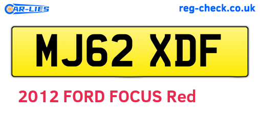 MJ62XDF are the vehicle registration plates.