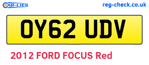 OY62UDV are the vehicle registration plates.