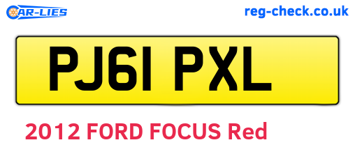 PJ61PXL are the vehicle registration plates.