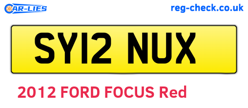 SY12NUX are the vehicle registration plates.