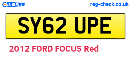 SY62UPE are the vehicle registration plates.