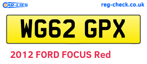 WG62GPX are the vehicle registration plates.