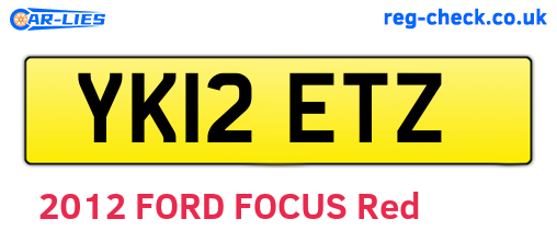 YK12ETZ are the vehicle registration plates.