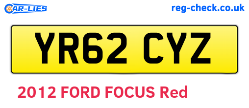 YR62CYZ are the vehicle registration plates.