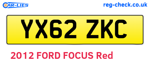 YX62ZKC are the vehicle registration plates.