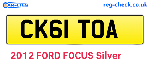 CK61TOA are the vehicle registration plates.