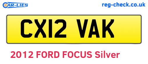 CX12VAK are the vehicle registration plates.