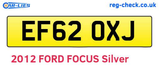 EF62OXJ are the vehicle registration plates.