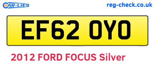 EF62OYO are the vehicle registration plates.
