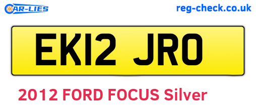 EK12JRO are the vehicle registration plates.