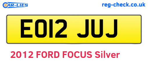 EO12JUJ are the vehicle registration plates.