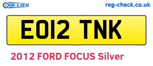 EO12TNK are the vehicle registration plates.