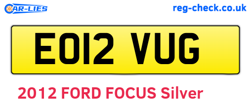 EO12VUG are the vehicle registration plates.