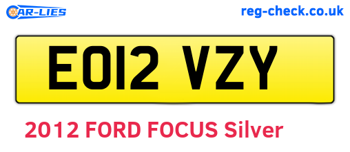 EO12VZY are the vehicle registration plates.
