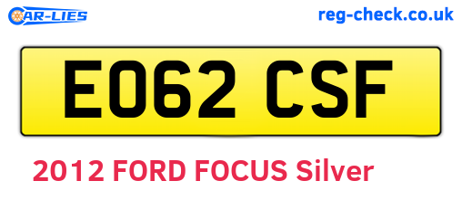 EO62CSF are the vehicle registration plates.