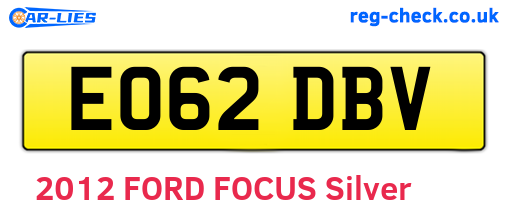 EO62DBV are the vehicle registration plates.
