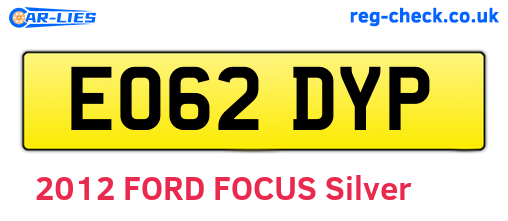 EO62DYP are the vehicle registration plates.