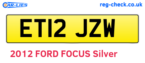 ET12JZW are the vehicle registration plates.