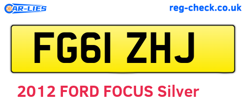 FG61ZHJ are the vehicle registration plates.