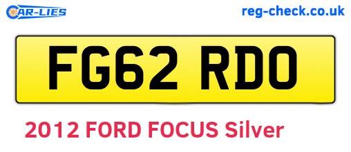 FG62RDO are the vehicle registration plates.