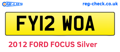 FY12WOA are the vehicle registration plates.