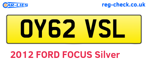 OY62VSL are the vehicle registration plates.