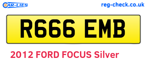 R666EMB are the vehicle registration plates.