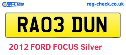 RA03DUN are the vehicle registration plates.